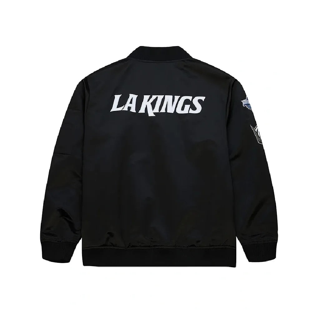 LA Kings Current Logo Lightweight Black Satin Bomber Jacket