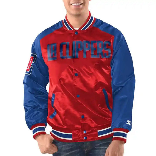 Los Angeles Clippers Renegade Red/Royal Varsity Satin Jacket