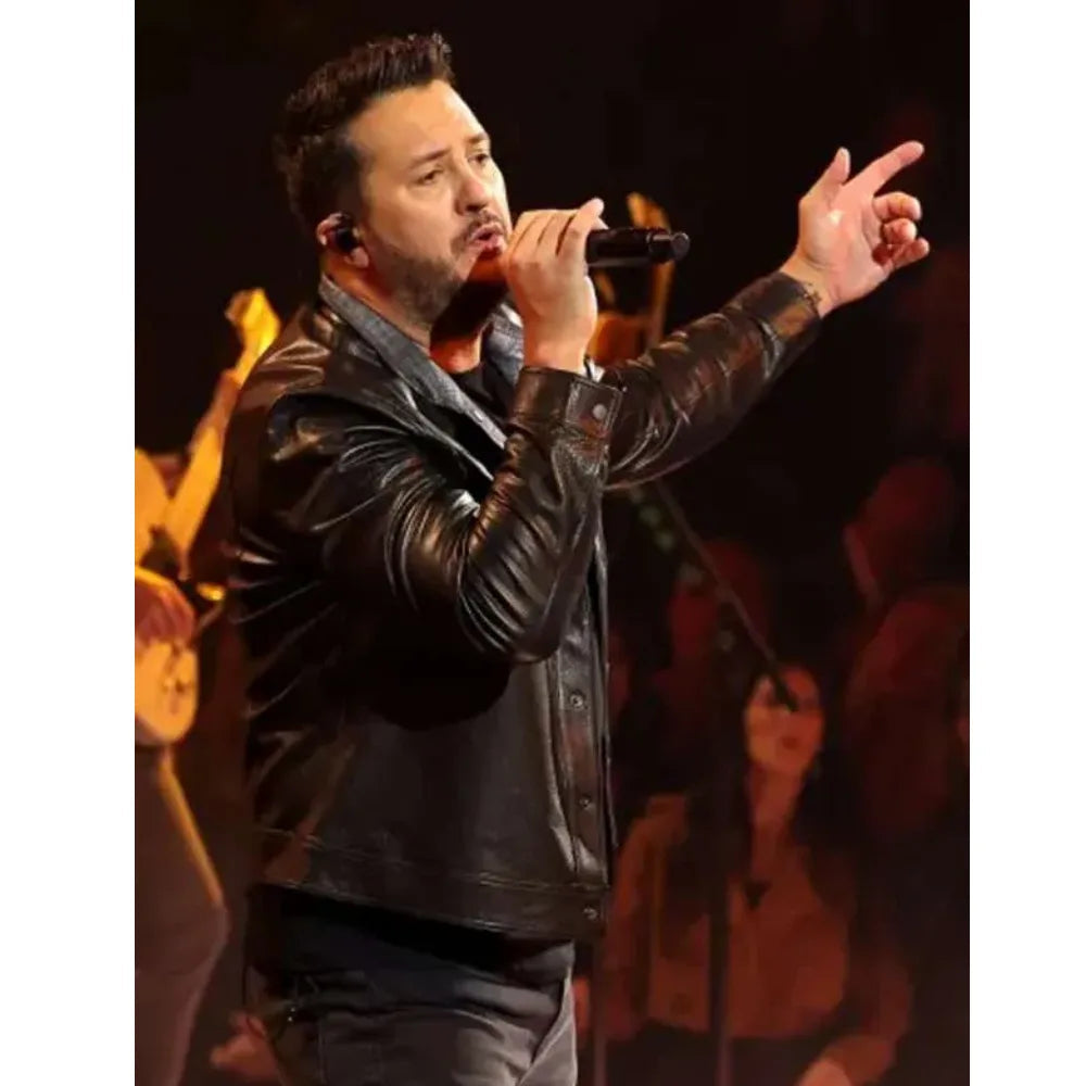 Luke Bryan black leather jacket
