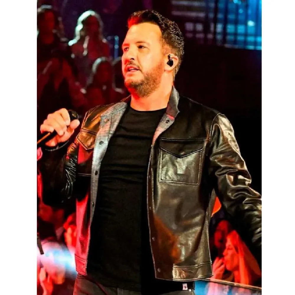 Luke Bryan leather jacket American Idol

