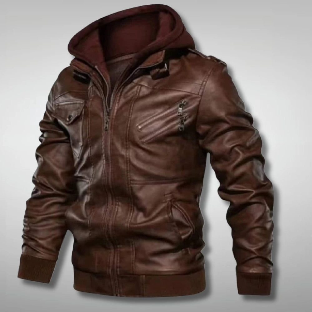 Mens Brown Removable Hood Jacket