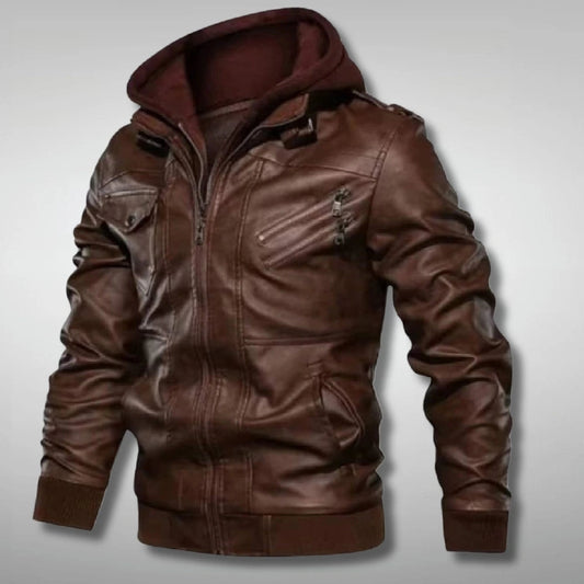 Mens Brown Removable Hood Jacket