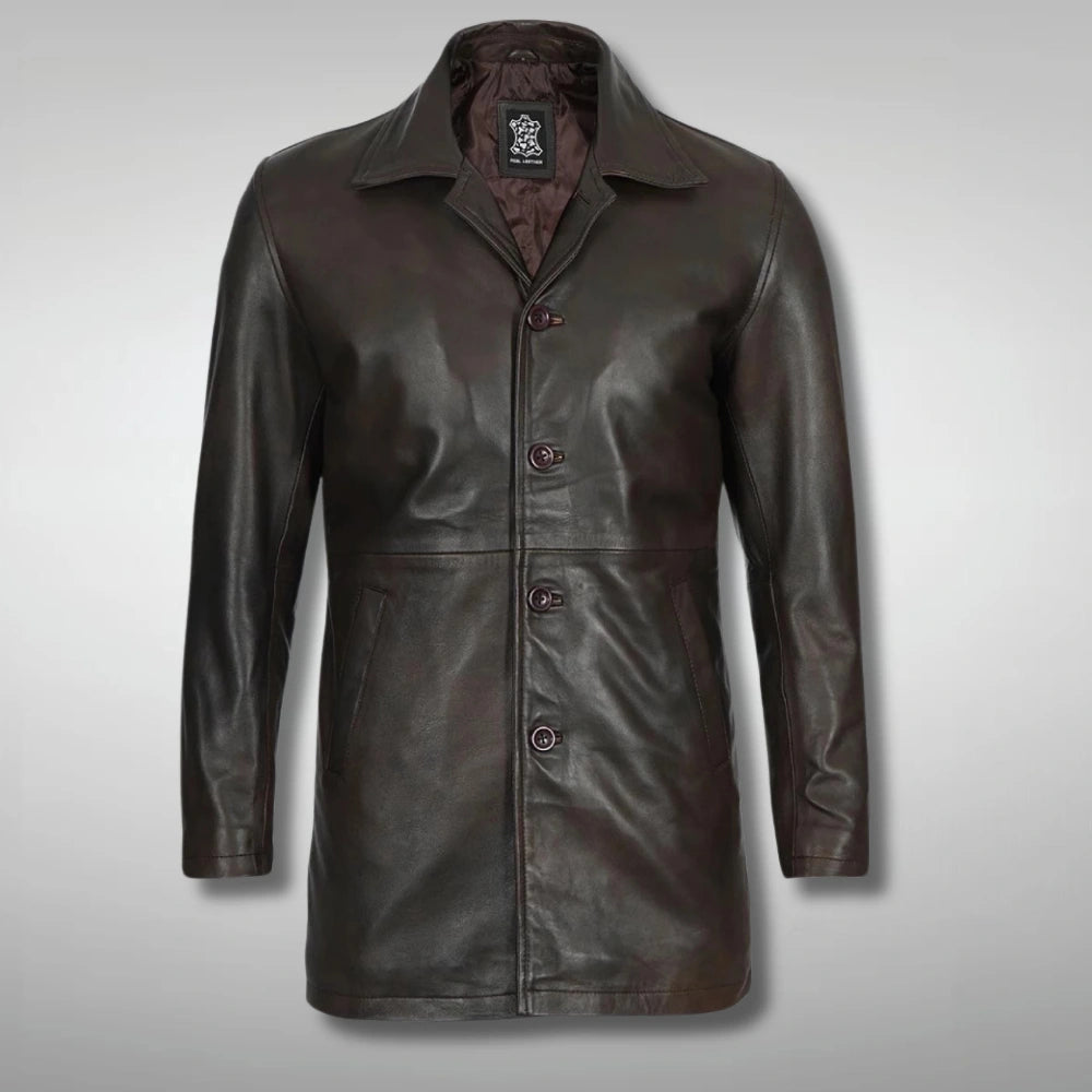 Mens Brown Leather Coat