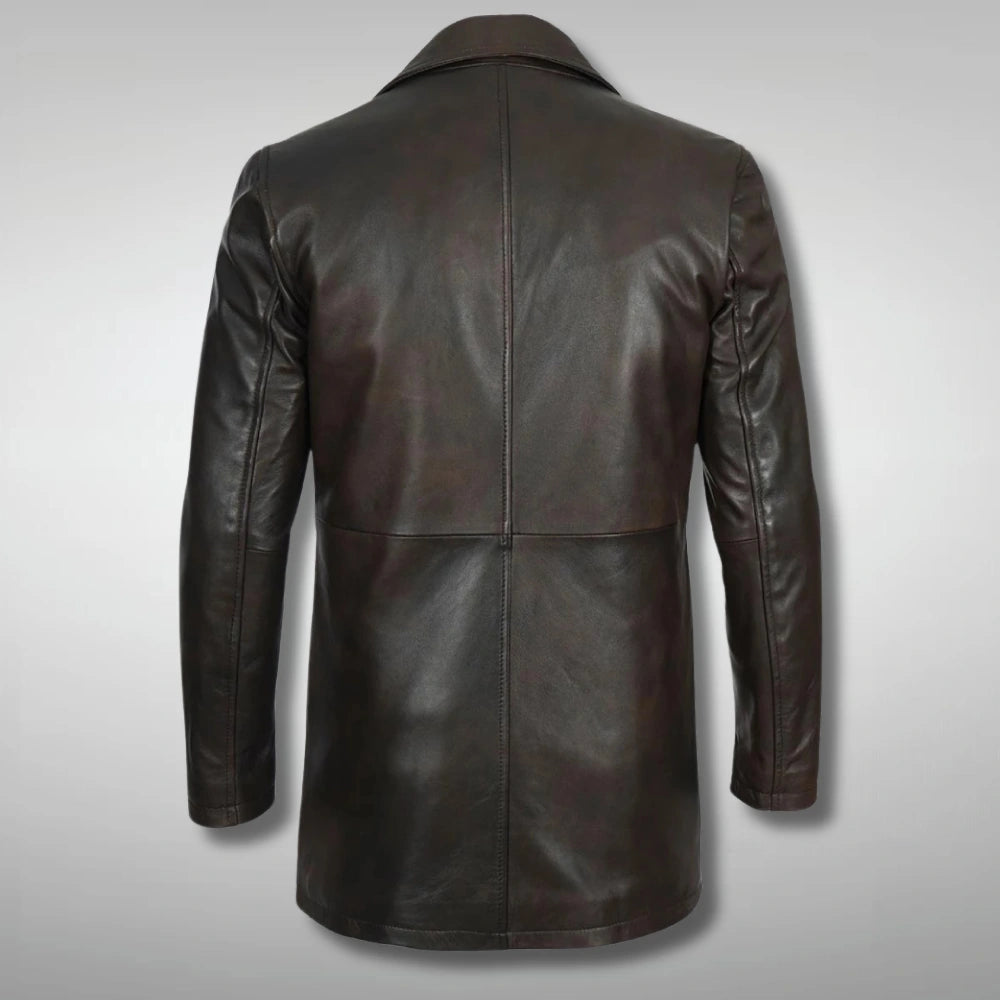 Mens Vintage Brown Leather Coat