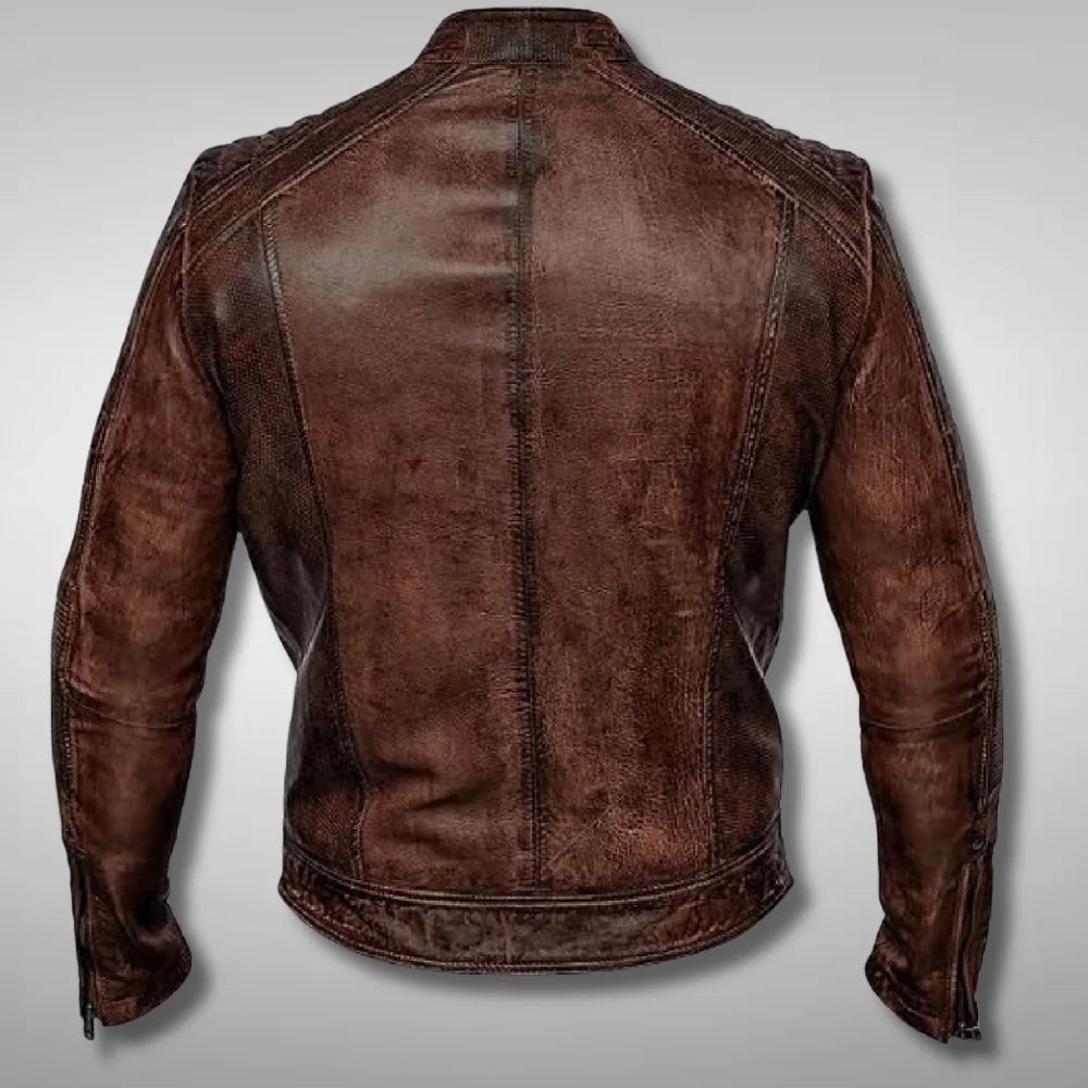 Brown Distressed Motorcycle Jacket