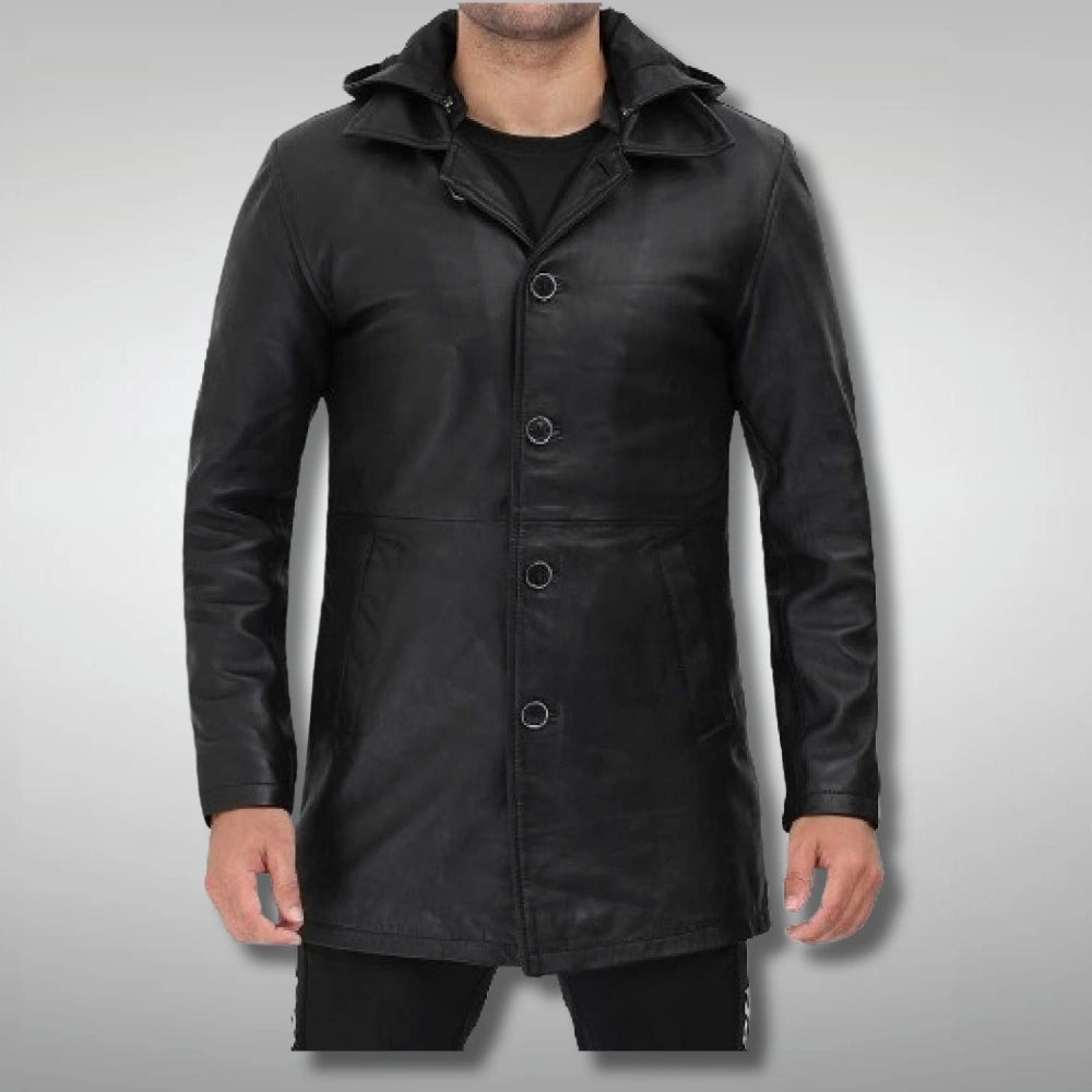 Hooded Leather Coat