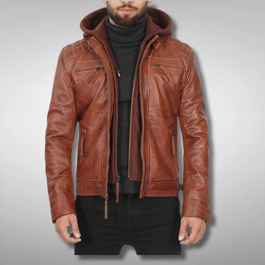 Brown Quilted Leather Jacket