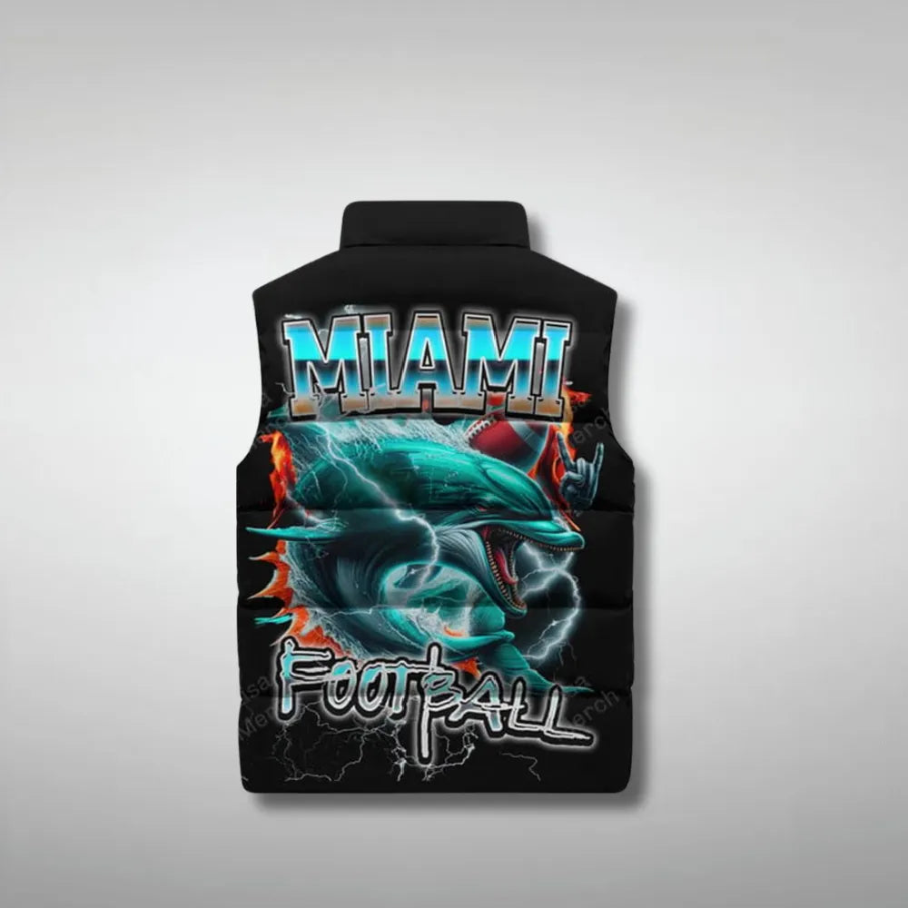 Miami Dolphins Football 2024 Black Puffer Vest