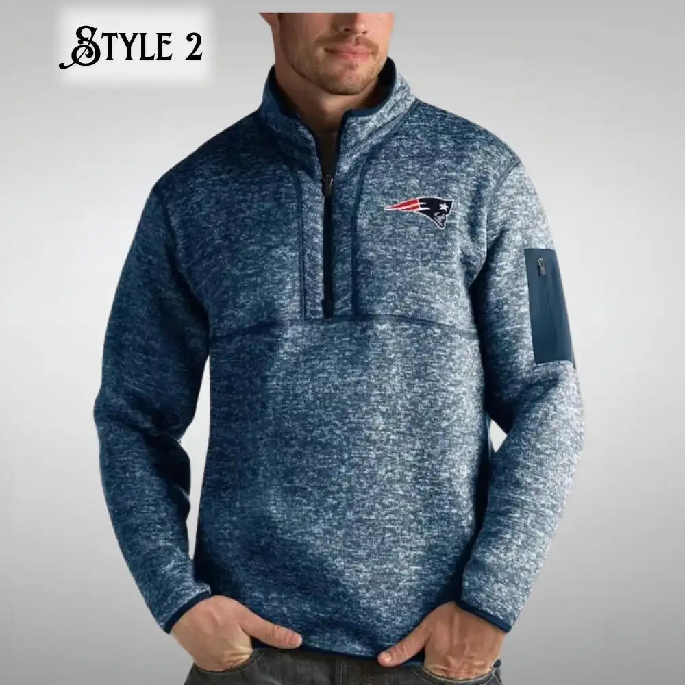 Grey New England Patriots Pullover Jacket