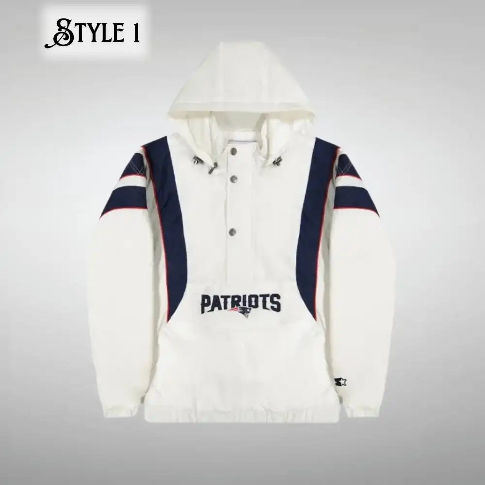 White New England Patriots Pullover Jacket