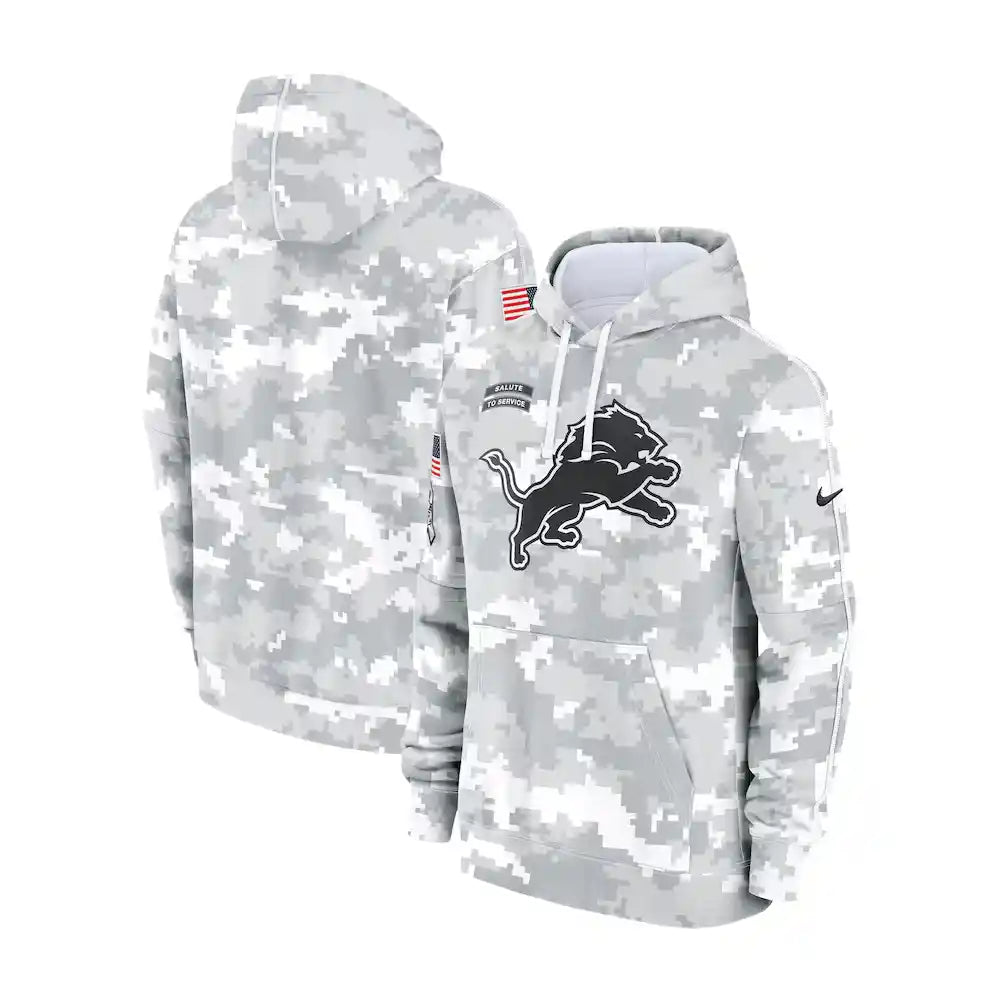Detroit Lions Nike Arctic Camo 2024 Salute to Service Club Fleece Pullover Hoodie