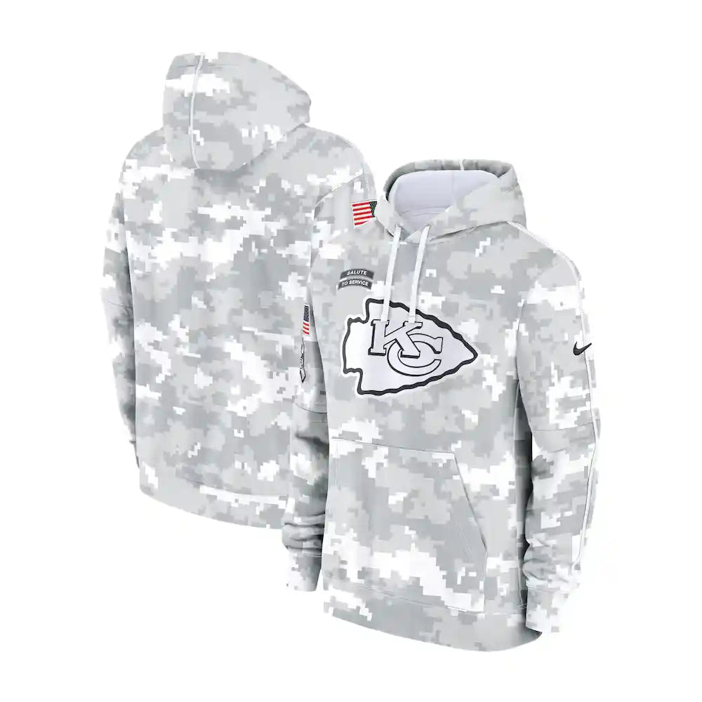Kansas City Chiefs Nike Arctic Camo 2024 Salute to Service Club Fleece Pullover Hoodie