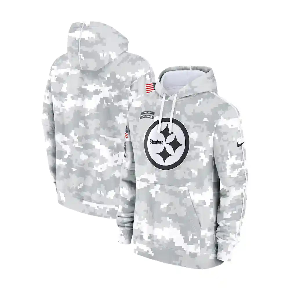 Pittsburgh Steelers Nike Arctic Camo 2024 Salute to Service Club Fleece Pullover Hoodie