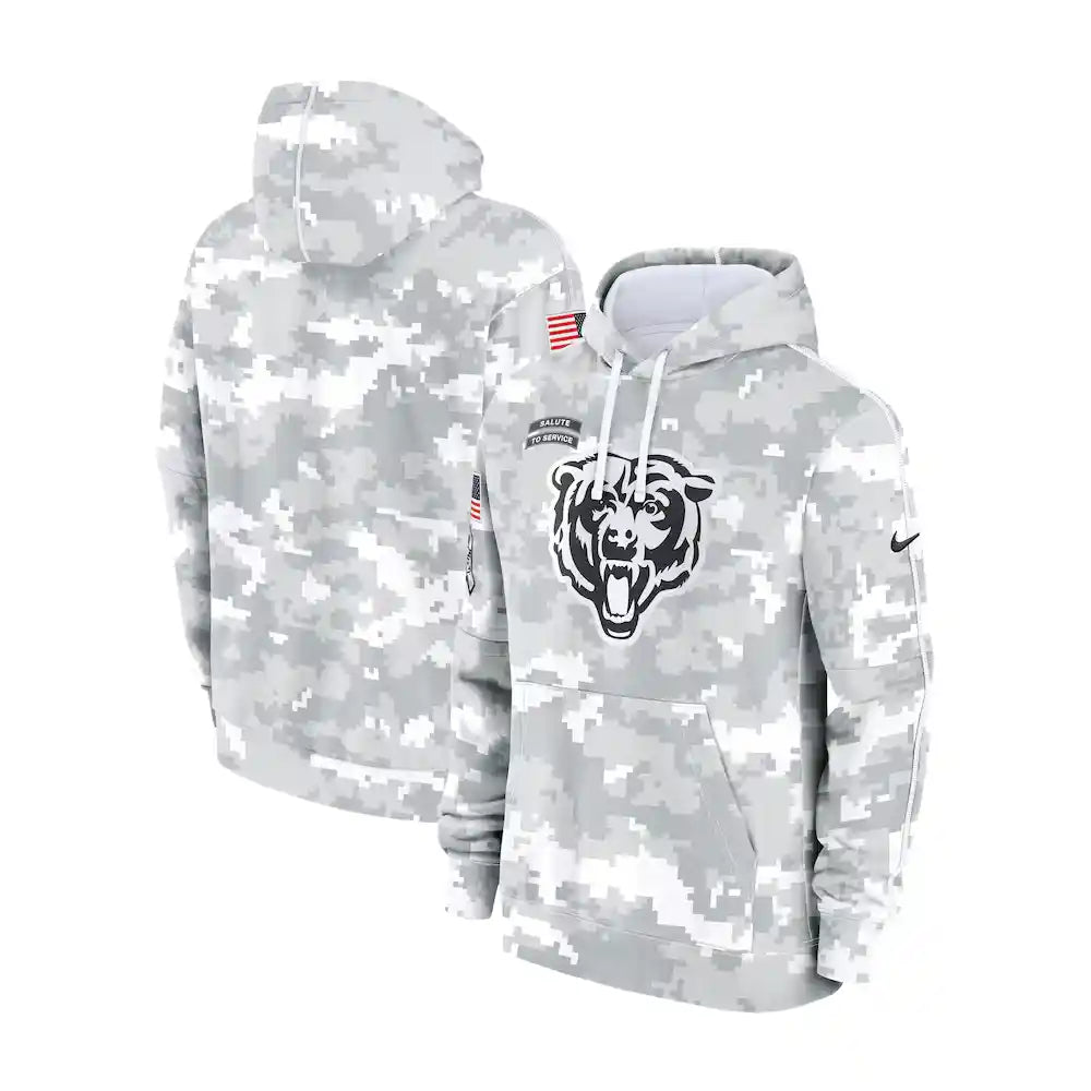 Chicago Bears Nike Arctic Camo 2024 Salute to Service Club Fleece Pullover Hoodie