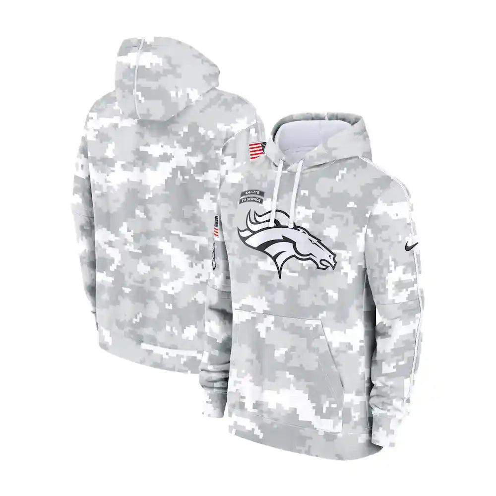  Denver Broncos Nike Arctic Camo 2024 Salute to Service Club Fleece Pullover Hoodie