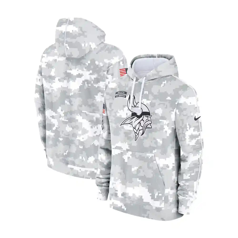 Minnesota Vikings Nike Arctic Camo 2024 Salute to Service Club Fleece Pullover Hoodie