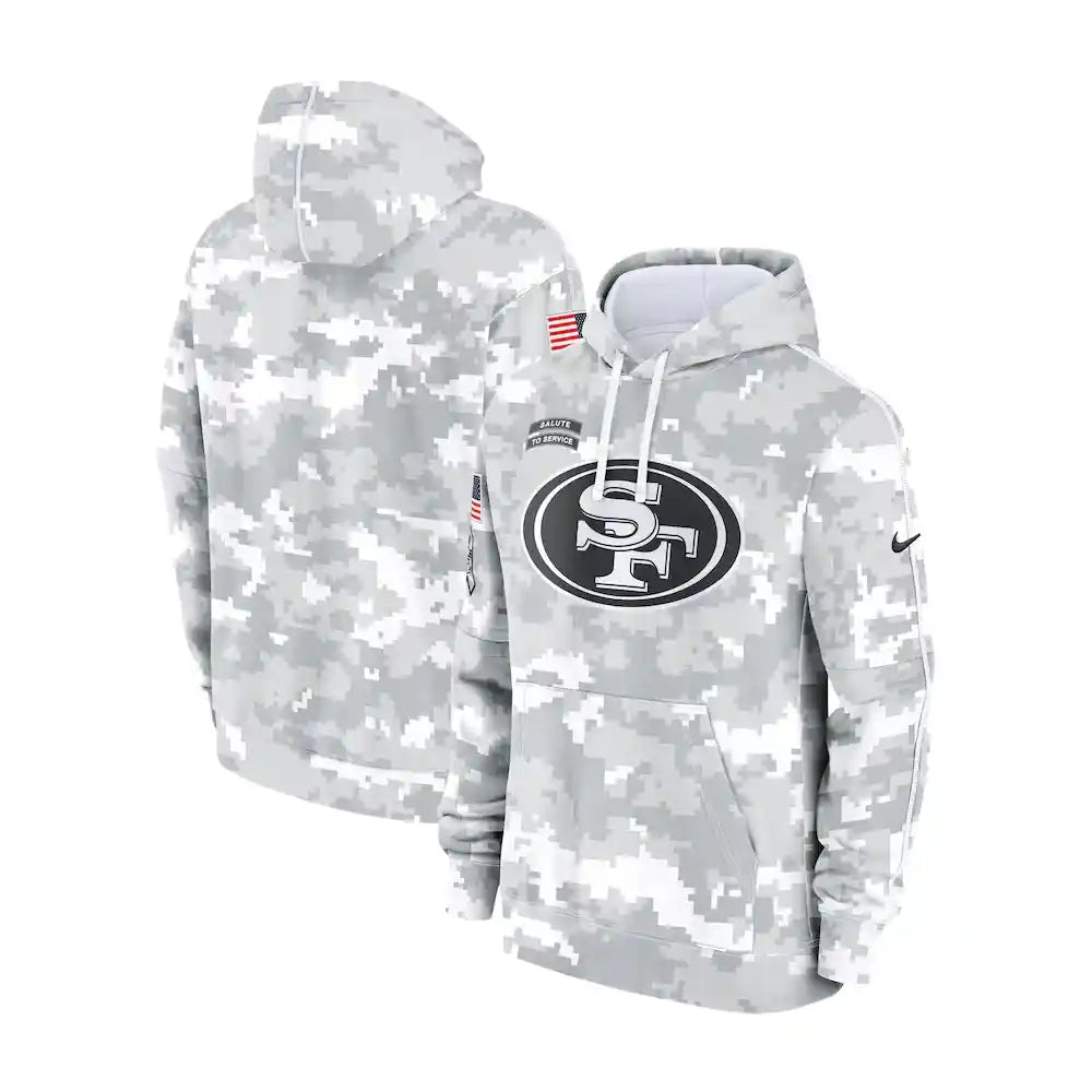 San Francisco 49ers Nike Arctic Camo 2024 Salute to Service Club Fleece Pullover Hoodie