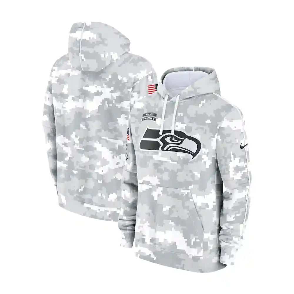 Seattle Seahawks Nike Arctic Camo 2024 Salute to Service Club Fleece Pullover Hoodie