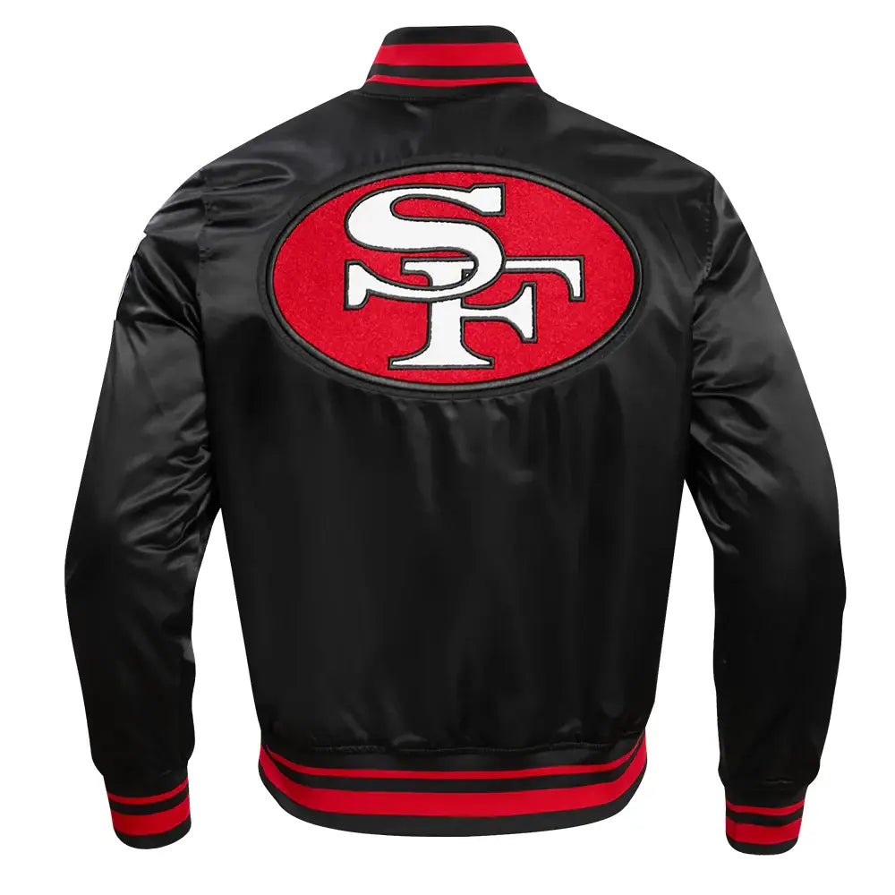 NFL San Francisco 49ers Retro Rib Satin Black Jacket