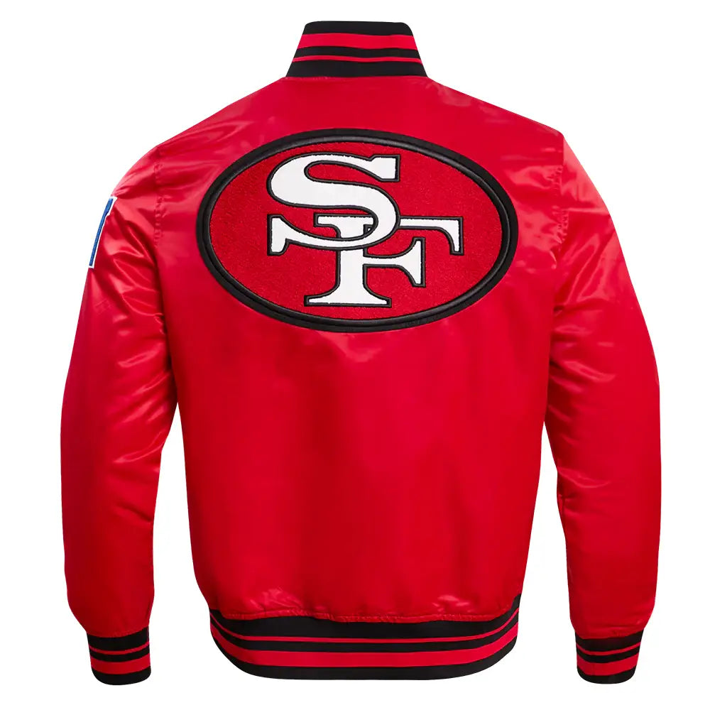Red NFL San Francisco 49ers Retro Rib Satin Jacket
