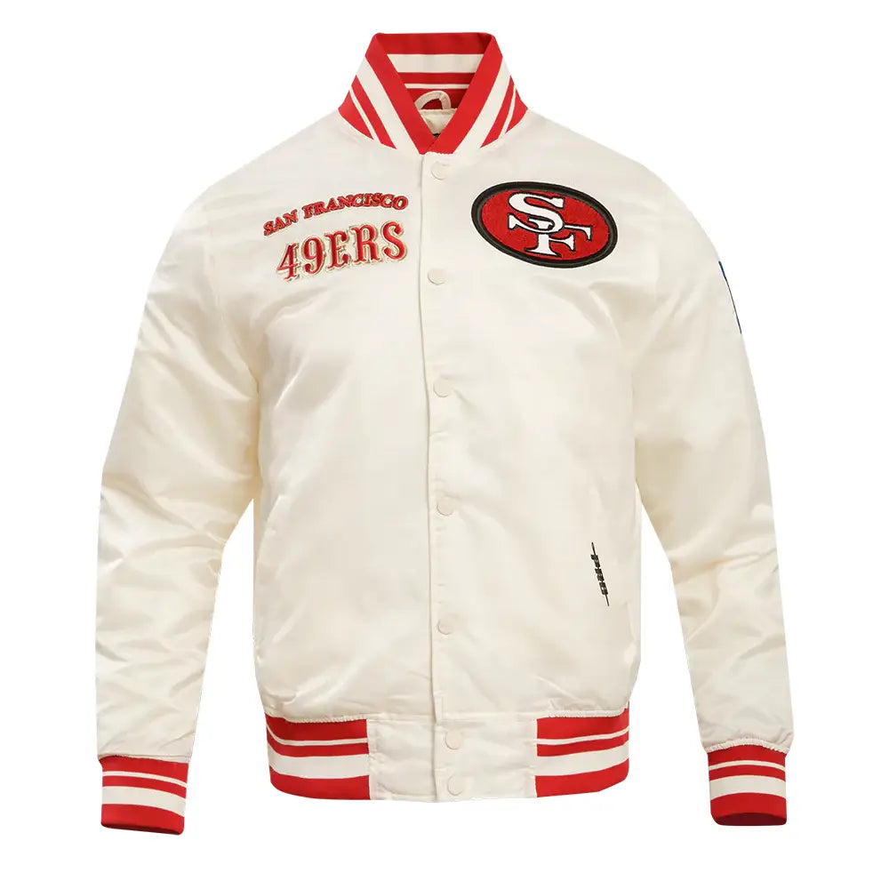 NFL San Francisco 49ers Retro Rib Satin White Jacket