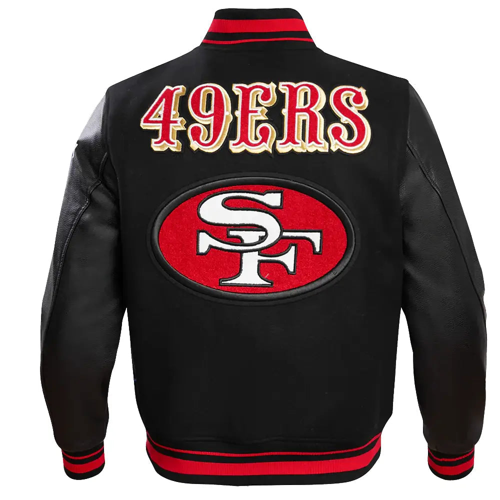 NFL San Francisco 49ers Retro Rib Wool Varsity Black Jacket