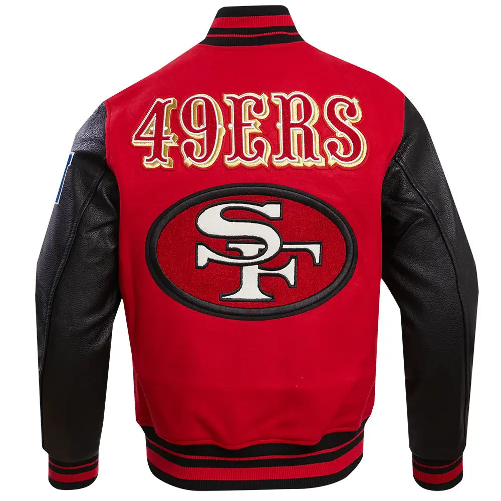 Red NFL San Francisco 49ers Retro Rib Wool Varsity Jacket