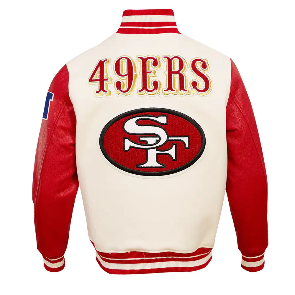 NFL San Francisco 49ers Retro Rib Wool Varsity White Jacket