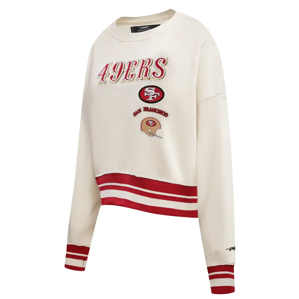 White NFL San Franciso 49ers Retro Crewneck Sweatshirt