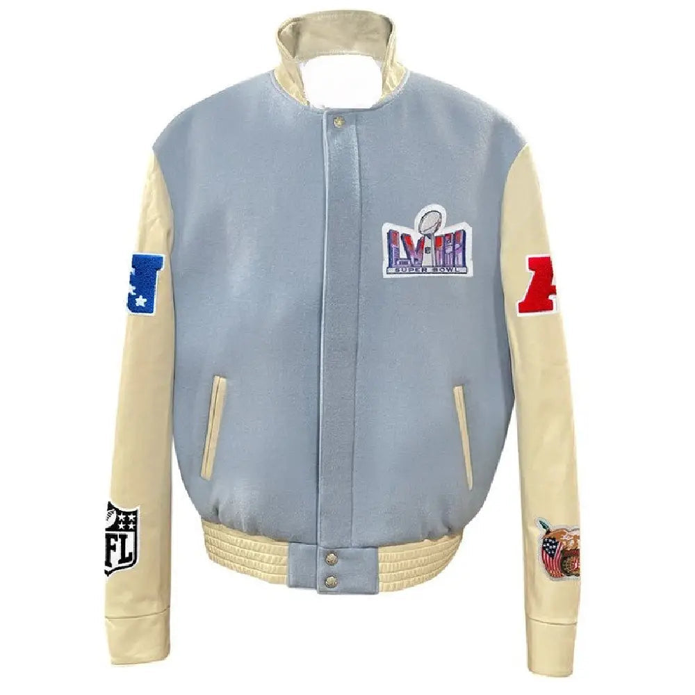NFL Super Bowl 2024 LVIII Light Blue Varsity Jacket
