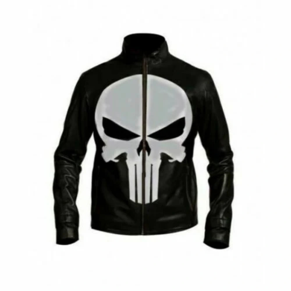 Marvel Punisher skull head leather jacket
