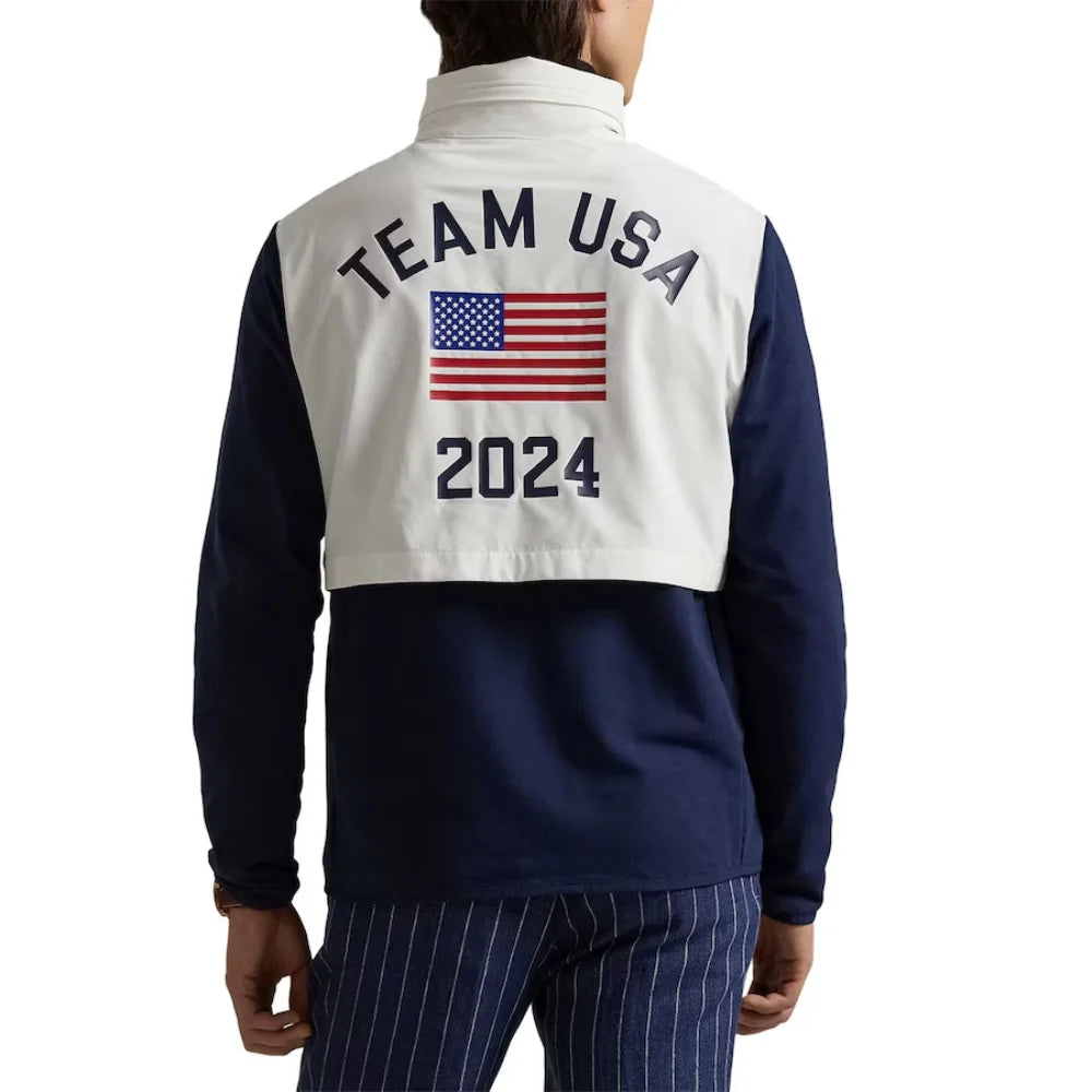 Polo Ralph Lauren Team USA Logo patch of the US Paralympic Blue and White Hooded Jacket