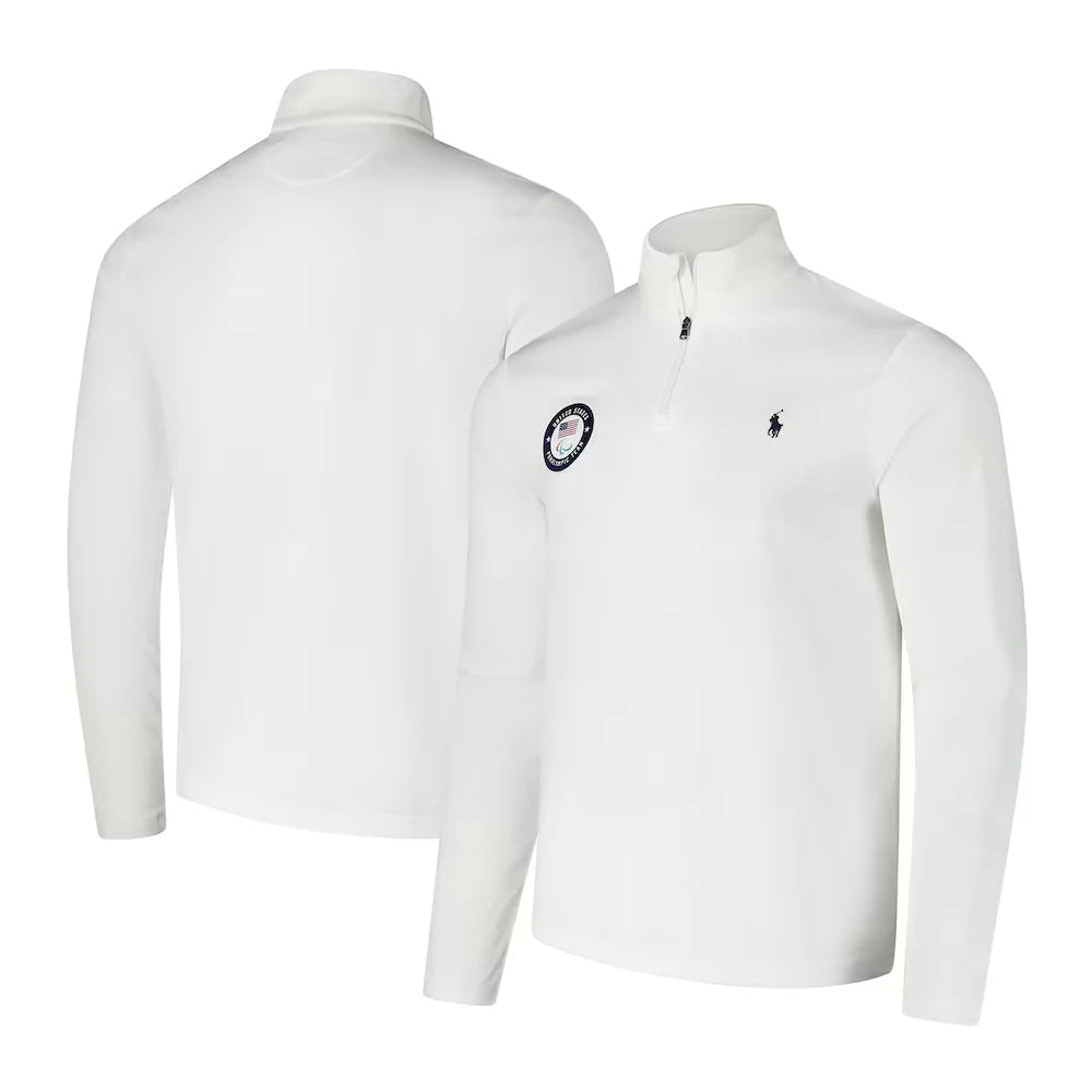 Ralph Lauren White US Paralympics Villagewear Quarter Zip Top