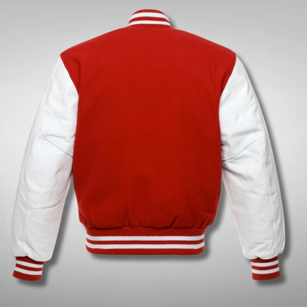 Red and White Varsity Bomber Jacket