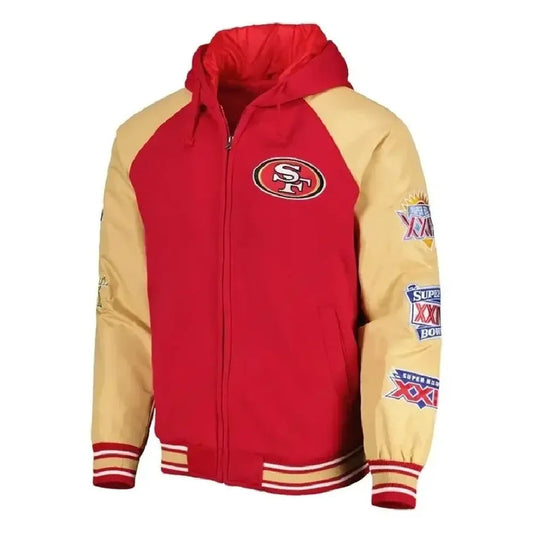 SF 49ers Super Bowl Hooded Varsity Jacket