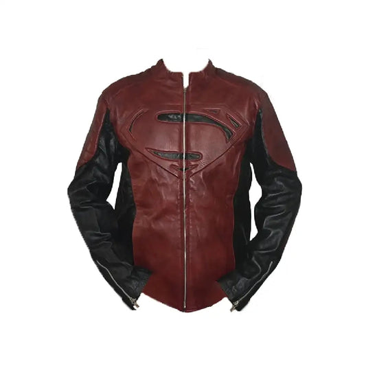 Superman Smallville Maroon and Black Leather Jacket