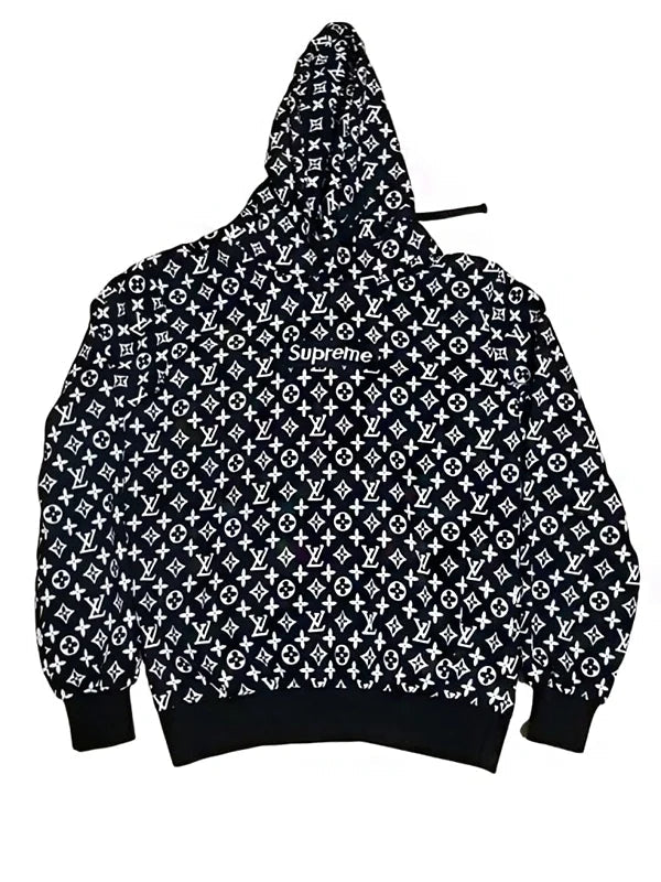 Black Supreme x Louis Vuitton Box Logo Hoodie