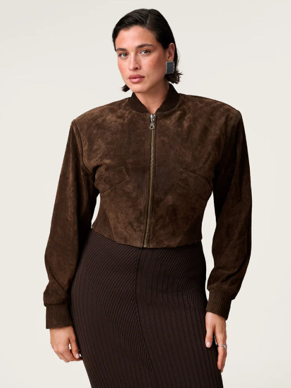 Adoore-Brown-Suede-Bomber-Jacket