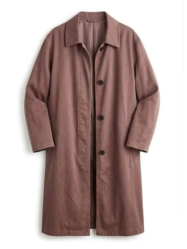 Women's brown cotton coat with button closure
