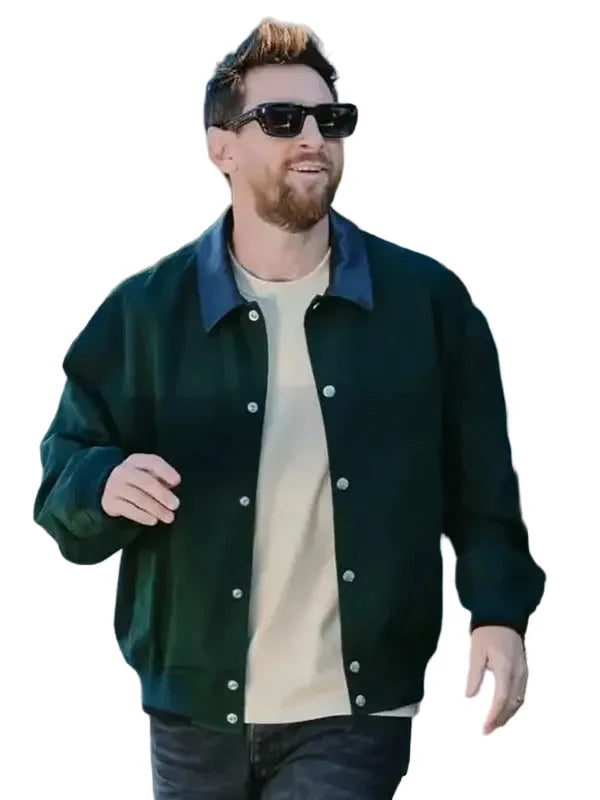 Lionel Messi green training camp jacket front view
