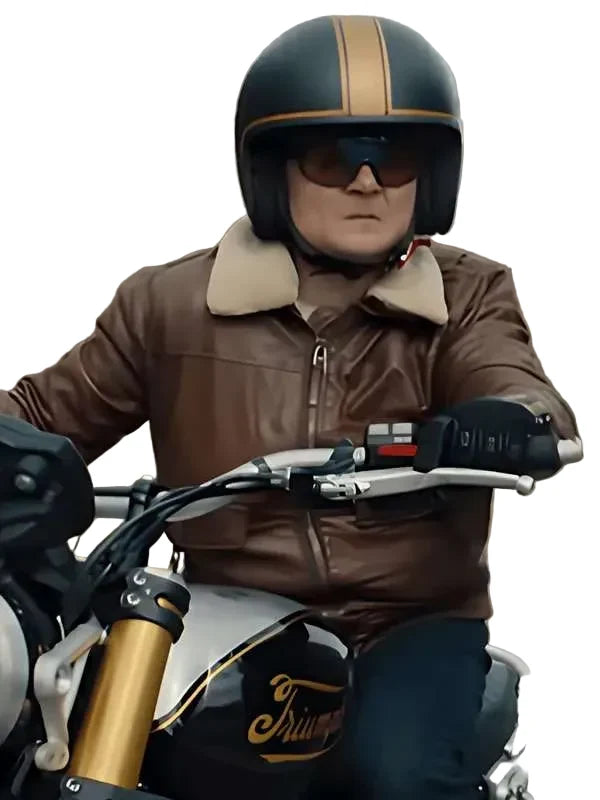 Matchbox the Movie brown leather jacket with viscose lining