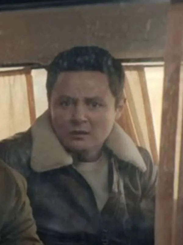 Arturo Castro brown leather jacket inspired by Matchbox the Movie