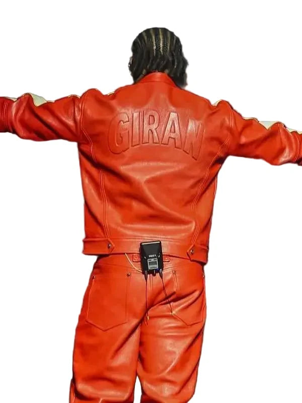 Asake Red Moto Leather Jacket