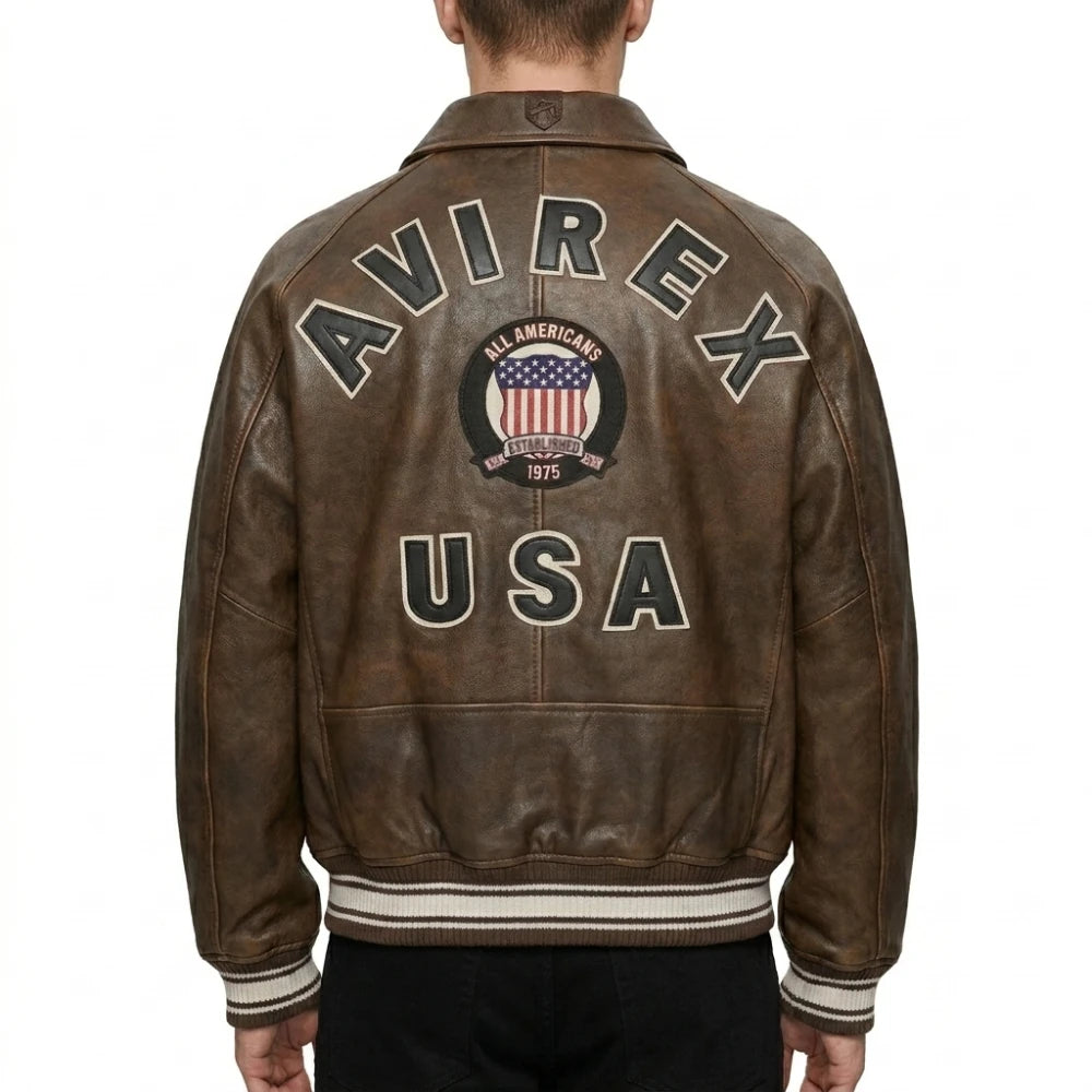 Avirex USA Icon Leather Bomber Jacket