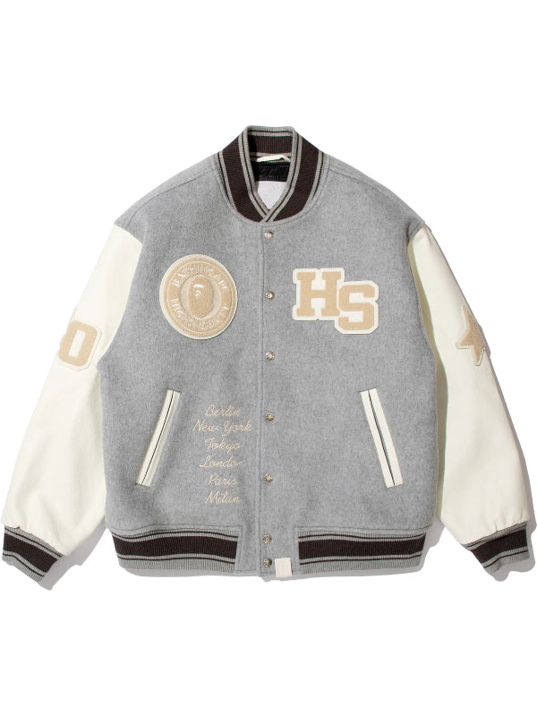 BAPE-X-HIGHSNOBIETY-Varsity-Jacket-Grey-White