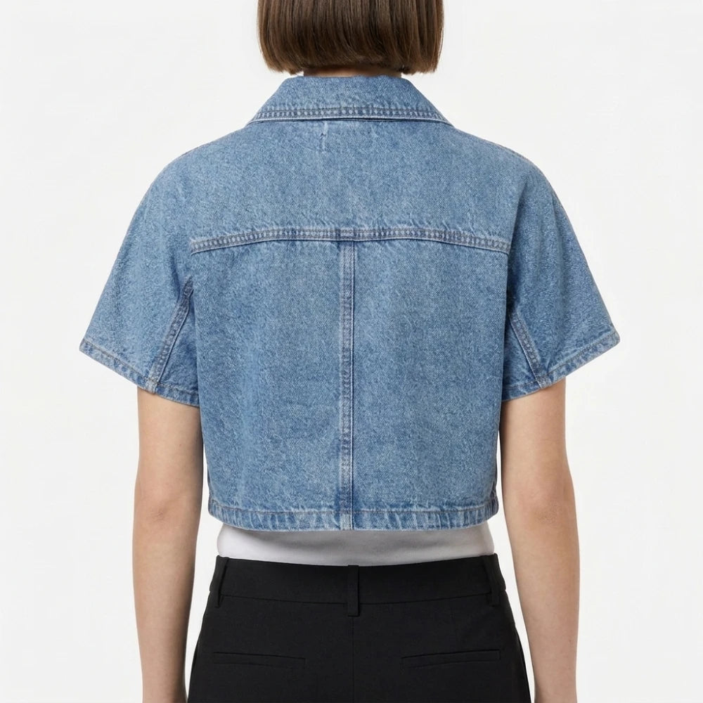 Below Deck Mediterranean S11 Aesha Scott Denim Crop Shirt