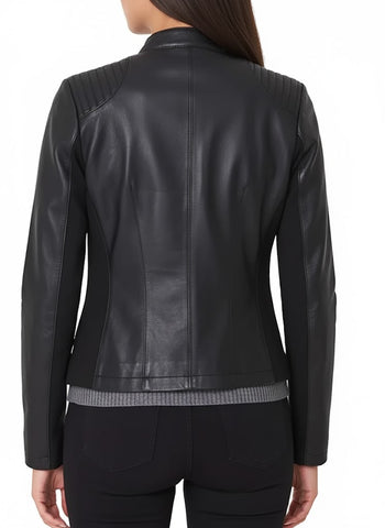 Black Leather Biker Jacket Womens