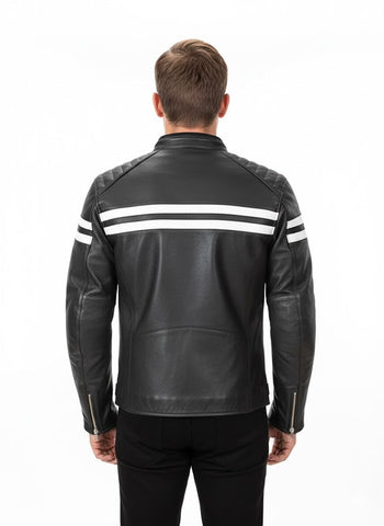 Mens Padded Leather Motorcycle Jacket