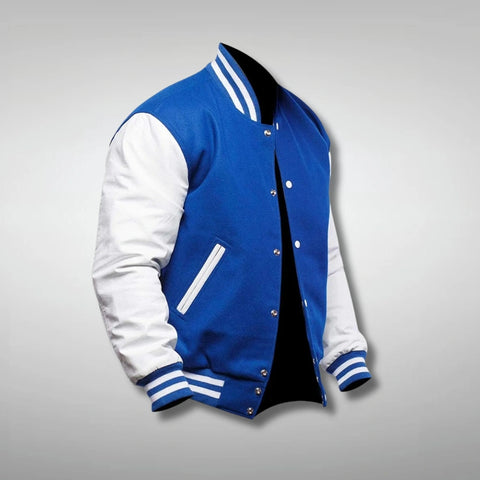Blue and White College Jacket