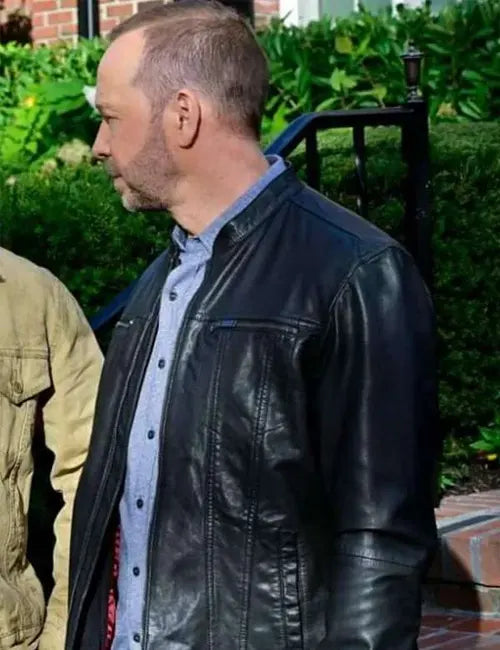 Blue Bloods 2024 Donnie Wahlberg Black Leather Jacket